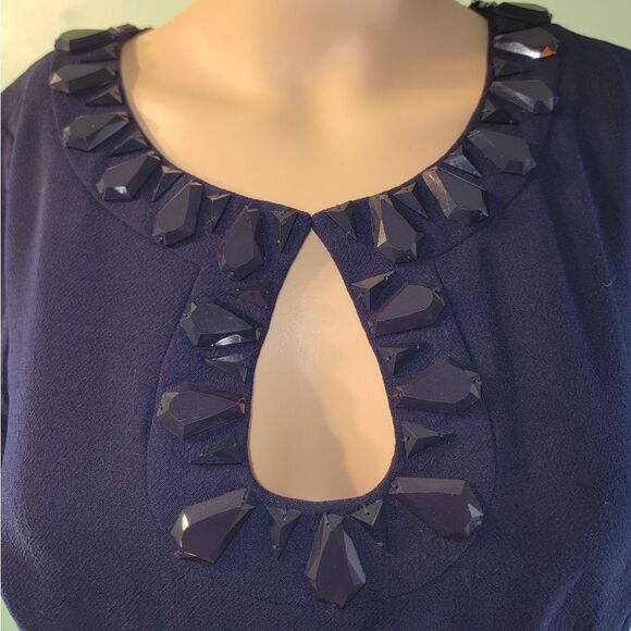 Trina Turk purple blue midi dress beaded - Picture 5 of 5